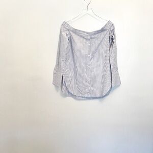 Drew Blue/White Off Shoulder Cotton Button Up Sz S